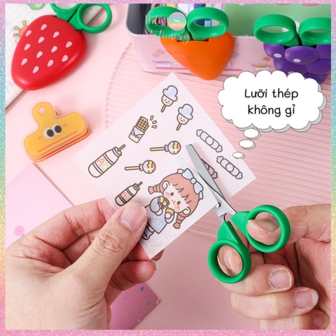 [HOTIS] Kéo trái cây mini đính nam châm, kéo cắt thủ công dành cho học sinh - KT 9.5X5.5cm