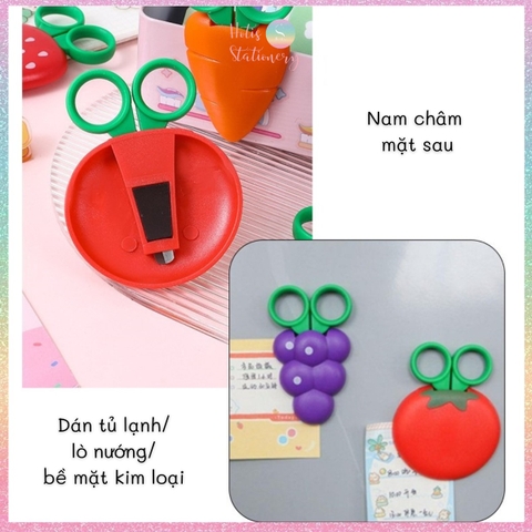 [HOTIS] Kéo trái cây mini đính nam châm, kéo cắt thủ công dành cho học sinh - KT 9.5X5.5cm