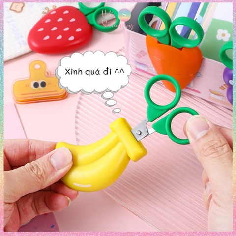 [HOTIS] Kéo trái cây mini đính nam châm, kéo cắt thủ công dành cho học sinh - KT 9.5X5.5cm