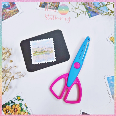 [HOTIS] Kéo răng cưa cắt giấy thủ công DIY handmade kéo lượn sóng quai vuông