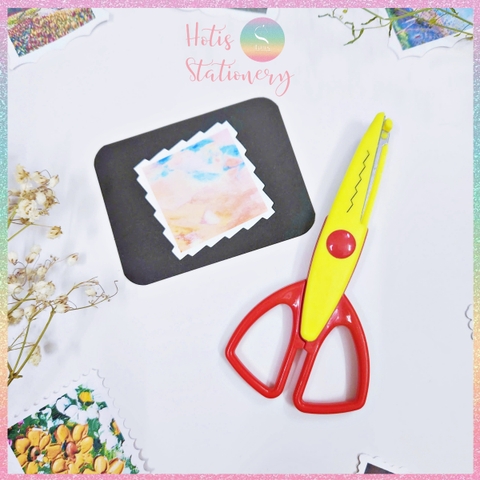 [HOTIS] Kéo răng cưa cắt giấy thủ công DIY handmade kéo lượn sóng quai vuông