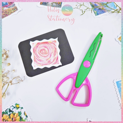 [HOTIS] Kéo răng cưa cắt giấy thủ công DIY handmade kéo lượn sóng quai vuông