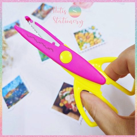 [HOTIS] Kéo răng cưa cắt giấy thủ công DIY handmade kéo lượn sóng quai vuông