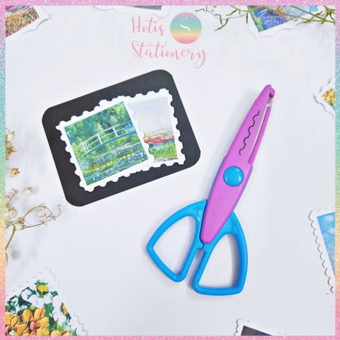 [HOTIS] Kéo răng cưa cắt giấy thủ công DIY handmade kéo lượn sóng quai vuông