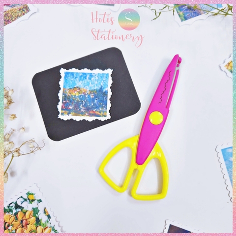 [HOTIS] Kéo răng cưa cắt giấy thủ công DIY handmade kéo lượn sóng quai vuông