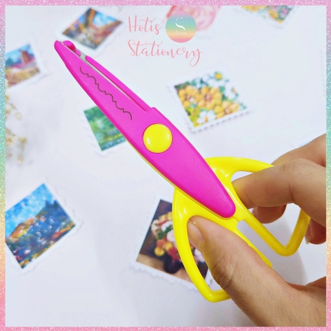 [HOTIS] Kéo răng cưa cắt giấy thủ công DIY handmade kéo lượn sóng quai vuông