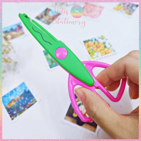 [HOTIS] Kéo răng cưa cắt giấy thủ công DIY handmade kéo lượn sóng quai vuông