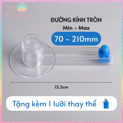 [HOTIS] Dao cắt hình tròn có thể điều chỉnh đường kính, cắt giấy thủ công - Kèm 1 dao thay thế
