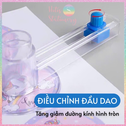 [HOTIS] Dao cắt hình tròn có thể điều chỉnh đường kính, cắt giấy thủ công - Kèm 1 dao thay thế
