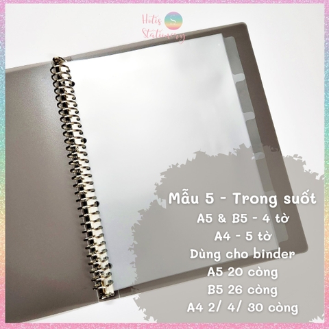 [HOTIS] Bìa phân trang nhiều màu - Phụ kiện sổ còng binder A5/ B5/ A4