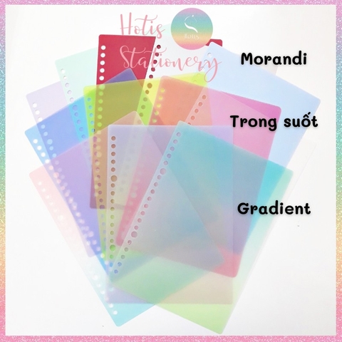 [HOTIS] Set 2 bìa lá nhựa rời A5/ B5/ A4 màu gradient, morandi làm sổ còng, planner