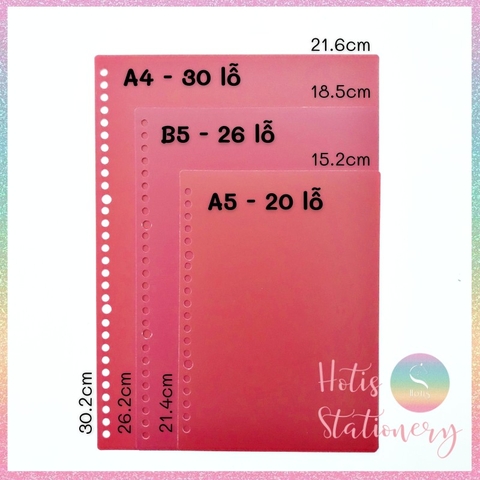 [HOTIS] Set 2 bìa lá nhựa rời A5/ B5/ A4 màu gradient, morandi làm sổ còng, planner