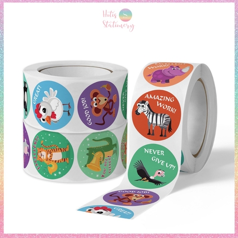 [HOTIS] Sticker Cuộn 500 Nhãn Dán Khen Thưởng Học Sinh - Tạo Động Lực, Kích Thích Học Tập, Phù Hợp Giáo Viên & Phụ Huynh