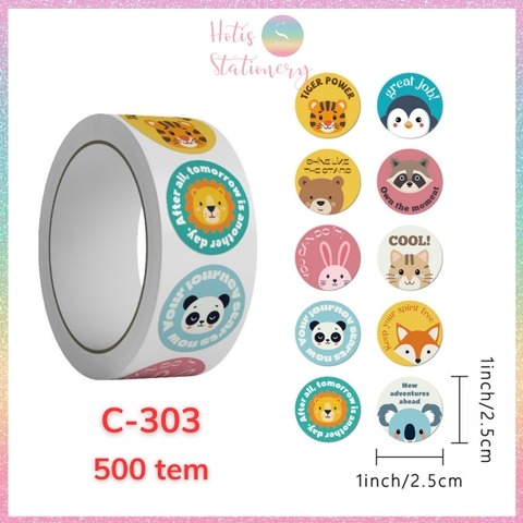 [HOTIS] Sticker Cuộn 500 Nhãn Dán Khen Thưởng Học Sinh - Tạo Động Lực, Kích Thích Học Tập, Phù Hợp Giáo Viên & Phụ Huynh