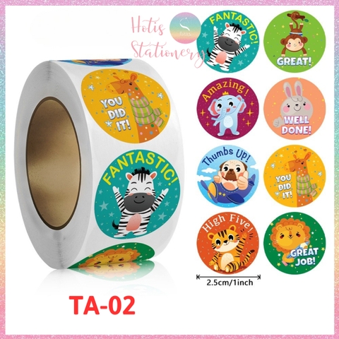[HOTIS] Sticker Cuộn 500 Nhãn Dán Khen Thưởng Học Sinh - Tạo Động Lực, Kích Thích Học Tập, Phù Hợp Giáo Viên & Phụ Huynh