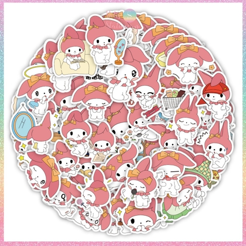 [HOTIS] Set Sticker nhiều mẫu size lớn 5 - 8cm, nhãn dán cán màng phim PVC không thấm nước, dán được nhiều lần