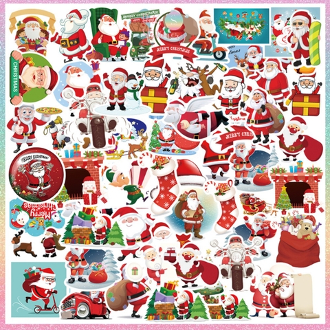 [HOTIS] Set 50 STICKER NOEL Giáng Sinh nhãn dán cán màng phim PVC không thấm nước, dán được nhiều lần