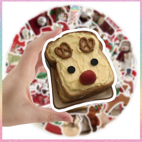 [HOTIS] Set 50 STICKER NOEL Giáng Sinh nhãn dán cán màng phim PVC không thấm nước, dán được nhiều lần