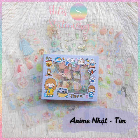 [HOTIS] Hộp 10 tờ Sticker Anime Nhật Hàn Trung trang trí sổ