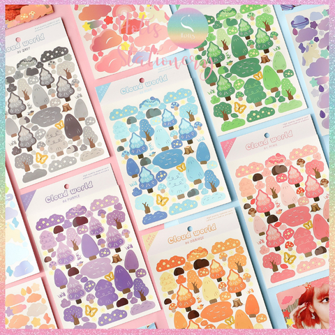 [HOTIS] Sticker cây cỏ, đám mây Cloud Word trang trí card, toploader Hàn Quốc