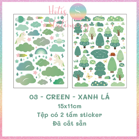 [HOTIS] Sticker cây cỏ, đám mây Cloud Word trang trí card, toploader Hàn Quốc