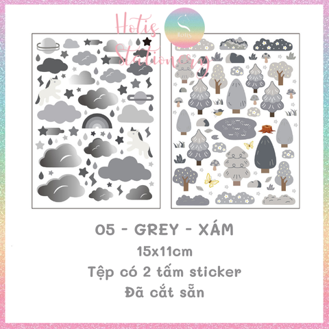 [HOTIS] Sticker cây cỏ, đám mây Cloud Word trang trí card, toploader Hàn Quốc
