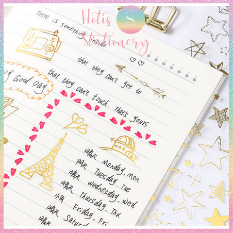 [HOTIS] Sticker nhãn dán cổ điển PVC dập vàng ánh kim trang trí sổ