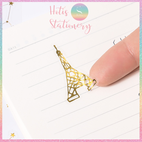 [HOTIS] Sticker nhãn dán cổ điển PVC dập vàng ánh kim trang trí sổ