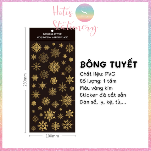 [HOTIS] Sticker nhãn dán cổ điển PVC dập vàng ánh kim trang trí sổ