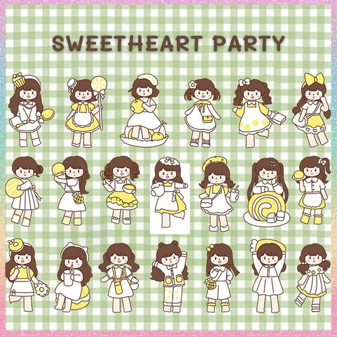 [HOTIS] Gói 20 Sticker cô gái cute PVC trong suốt trang trí sổ