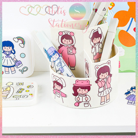 [HOTIS] Gói 20 Sticker cô gái cute PVC trong suốt trang trí sổ