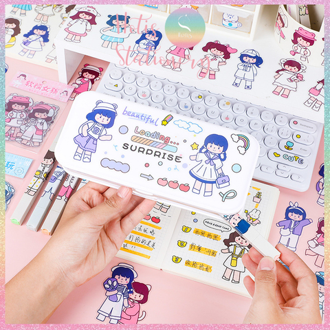 [HOTIS] Gói 20 Sticker cô gái cute PVC trong suốt trang trí sổ