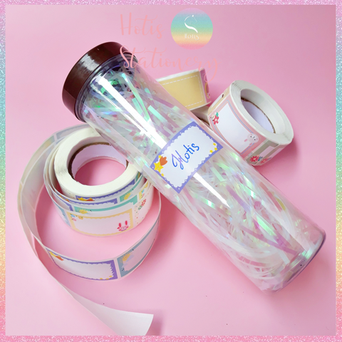 [HOTIS] Cuộn 200-300 tem dán sticker nhãn ghi tên dán sách vở, chai lọ, hộp nhựa