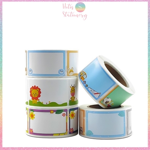 [HOTIS] Cuộn 200-300 tem dán sticker nhãn ghi tên dán sách vở, chai lọ, hộp nhựa