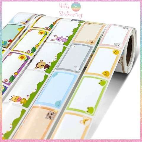 [HOTIS] Cuộn 200-300 tem dán sticker nhãn ghi tên dán sách vở, chai lọ, hộp nhựa