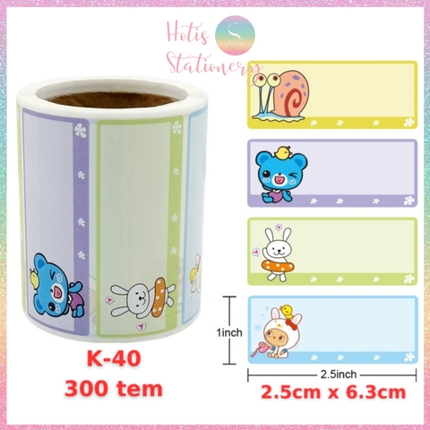 [HOTIS] Cuộn 200-300 tem dán sticker nhãn ghi tên dán sách vở, chai lọ, hộp nhựa