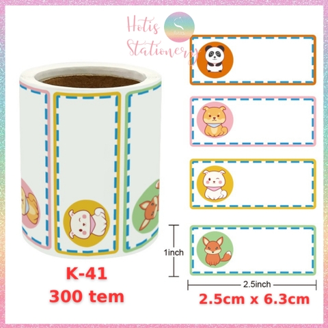 [HOTIS] Cuộn 200-300 tem dán sticker nhãn ghi tên dán sách vở, chai lọ, hộp nhựa