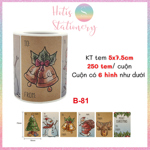 [HOTIS] 49 MẪU - Sticker nhãn dán Giáng Sinh Noel niêm phong trang trí hộp quà