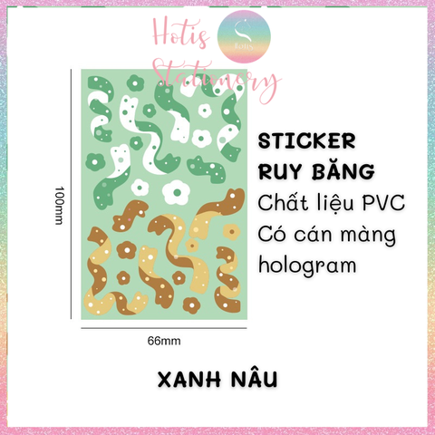 [HOTIS] Sticker ruy băng hoa trang trí sổ tay, card, toploader
