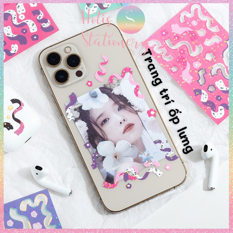 [HOTIS] Sticker ruy băng hoa trang trí sổ tay, card, toploader