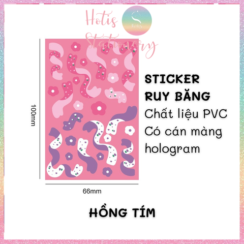 [HOTIS] Sticker ruy băng hoa trang trí sổ tay, card, toploader