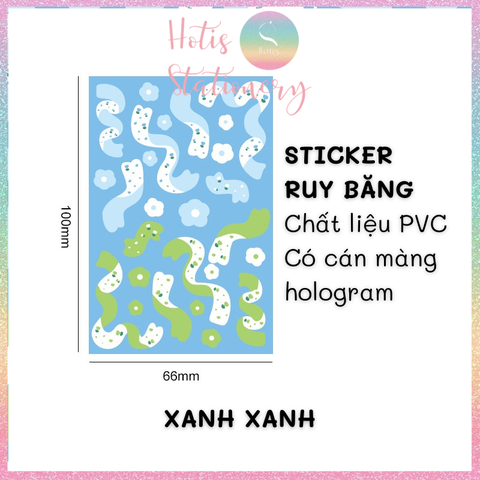[HOTIS] Sticker ruy băng hoa trang trí sổ tay, card, toploader