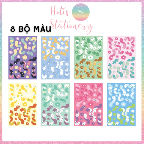 [HOTIS] Sticker ruy băng hoa trang trí sổ tay, card, toploader