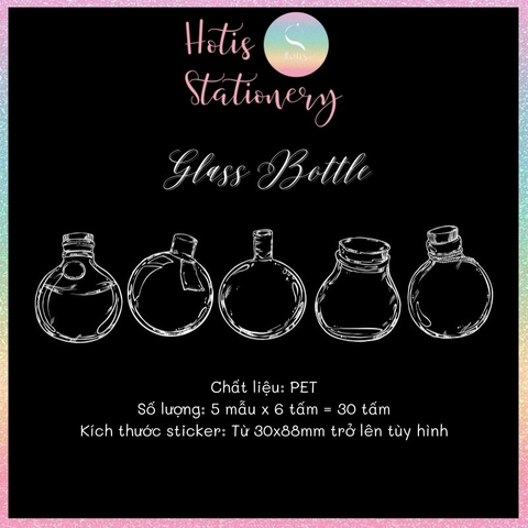 [HOTIS] [MIX MẪU] Sticker chai lọ trong suốt trang trí sổ vintage retro
