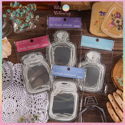 [HOTIS] [MIX MẪU] Sticker chai lọ trong suốt trang trí sổ vintage retro