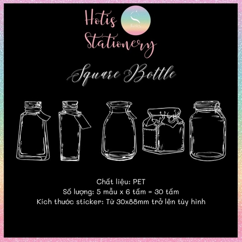 [HOTIS] [MIX MẪU] Sticker chai lọ trong suốt trang trí sổ vintage retro