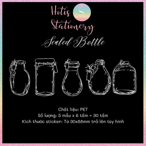 [HOTIS] [MIX MẪU] Sticker chai lọ trong suốt trang trí sổ vintage retro
