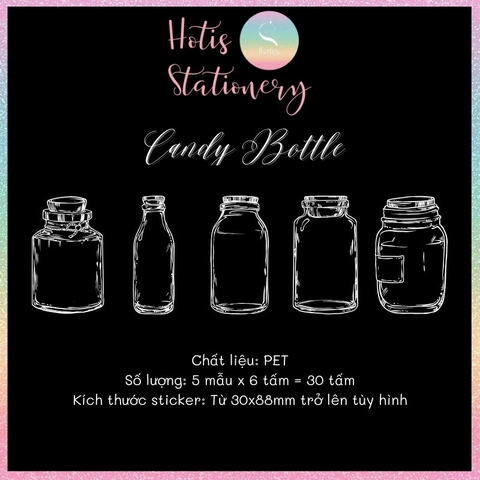 [HOTIS] [MIX MẪU] Sticker chai lọ trong suốt trang trí sổ vintage retro