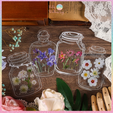 [HOTIS] [MIX MẪU] Sticker chai lọ trong suốt trang trí sổ vintage retro