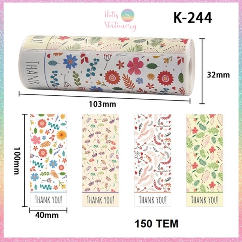 [HOTIS] Cuộn 150 Sticker Thank You, tem dán niêm phong hộp - Size 10x4cm